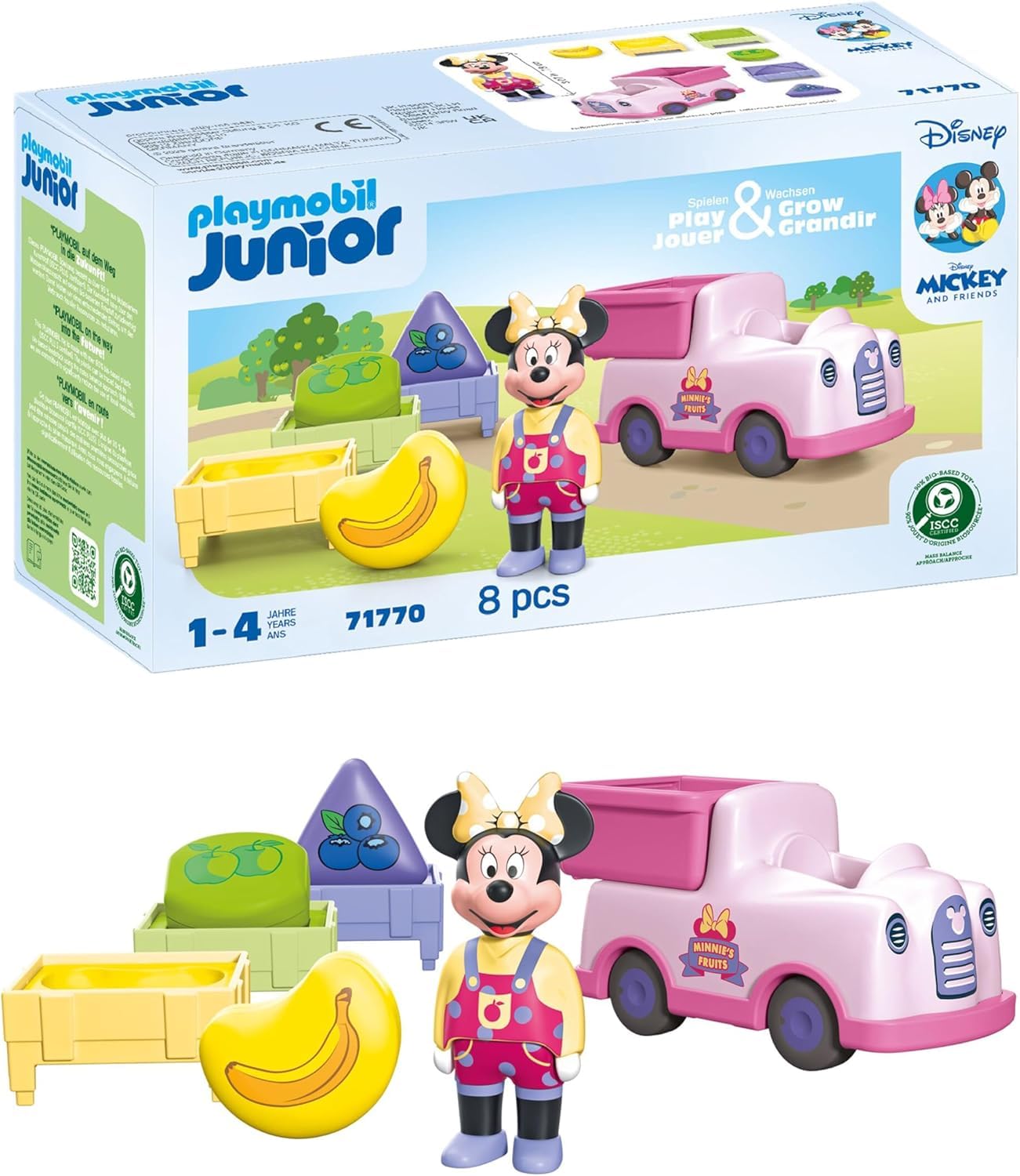 Playmobil JUNIOR & Disney | Minnie Mouse fruit transporter with sorting fun | Sustainable toy from 1 year | Promotes motor skills & first learning | With shape sorting function | 71770
