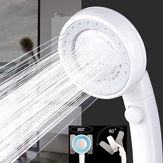 FCS Bathroom Handheld Shower Head with on off Switch High Pressure 360