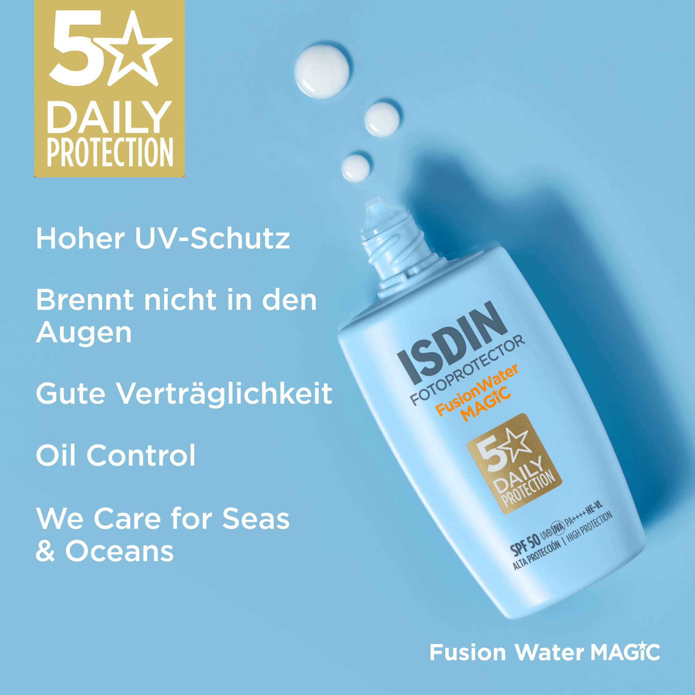 ISDIN Fusion Water Magic LSF 50 Sonnencreme Gesicht - Täglicher Sonnenschutz & Feuchtigkeit - Ultraleicht, Zieht sofort ein, 50ml 6
