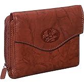 Buxton Heiress Leather Zip Purse (Mahogany)