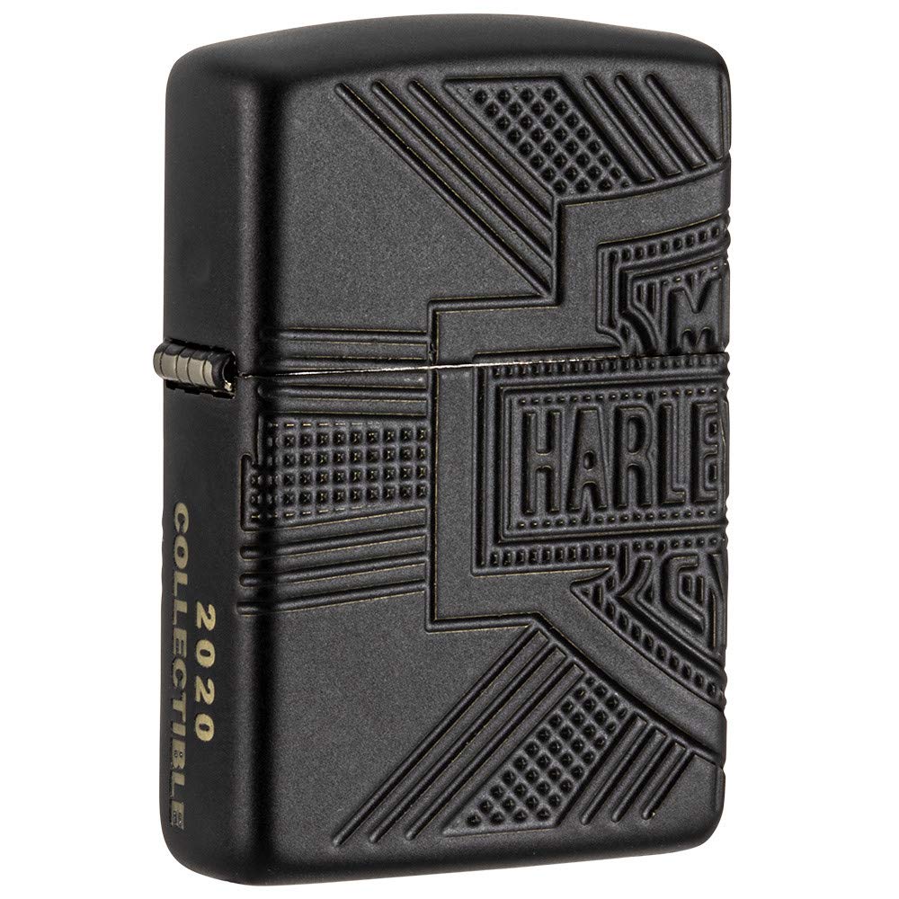 Zippo Harley-Davidson Armor Black Matte 2020 Collectible Pocket Lighter, One Size