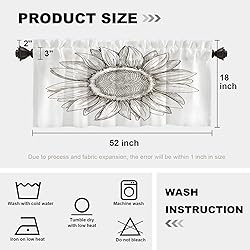 Batmerry White Black Sketch Sunflower Valance