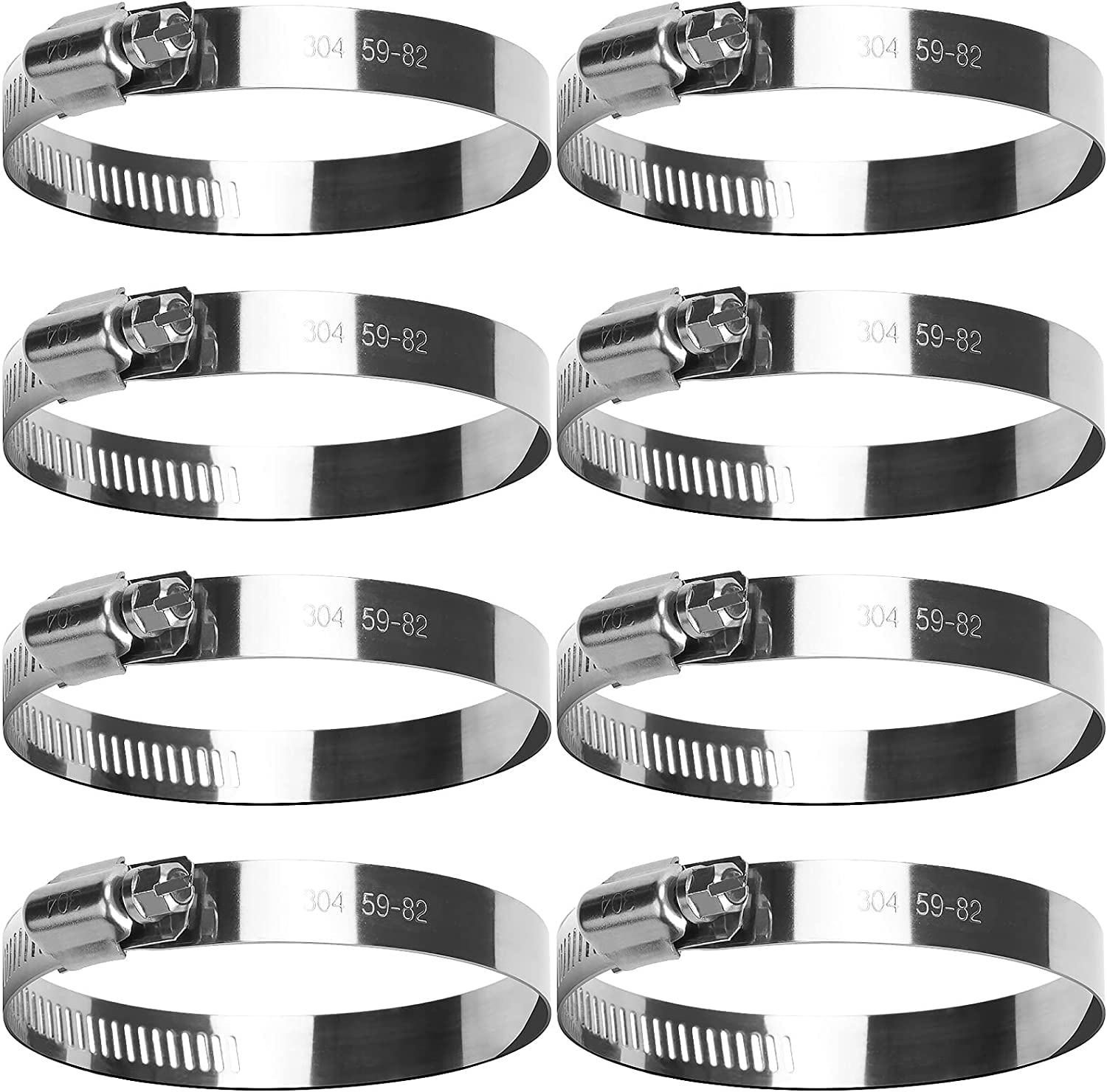 Oumuik Jubilee Clips Hose Clips Stainless Steel 8Pcs Drive Hoses Hose Clamps Suit for Securing Hose Connections, 59-82mm