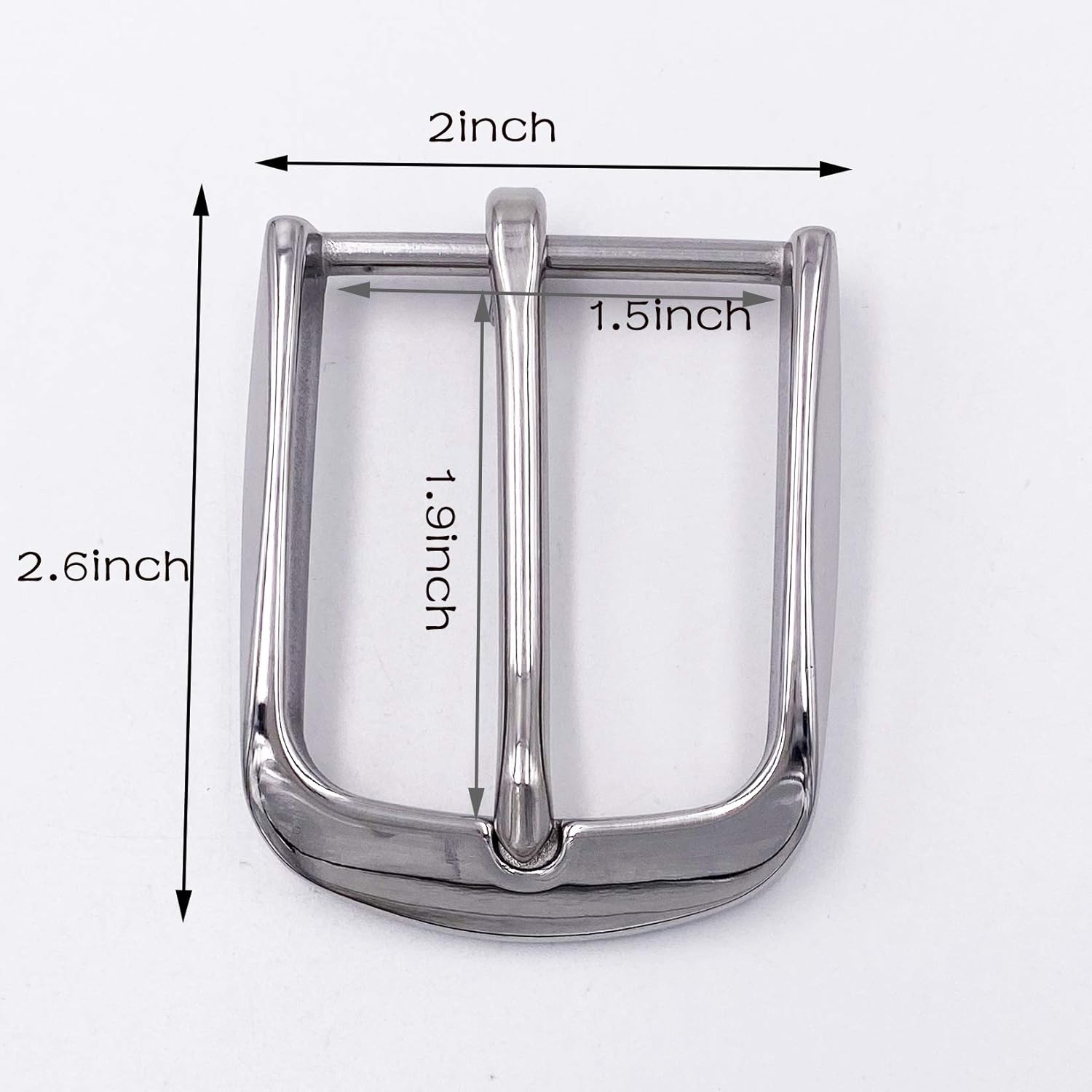 LAXPICOL 1.5"(40mm) Heavy Duty Stainless Steel Single Prong Square Belt Buckle: Clothing