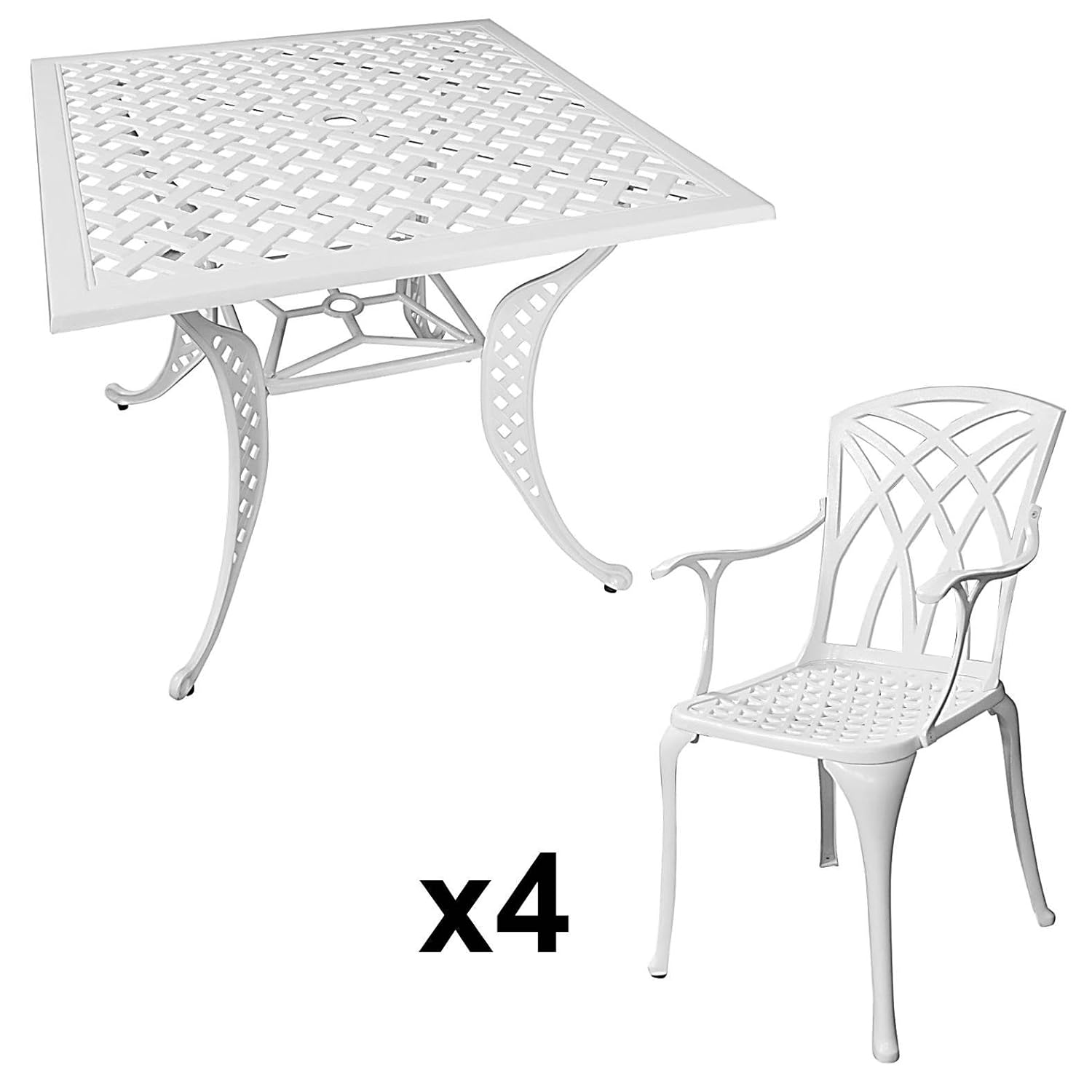 Lazy Susan - LUCY 91 cm Quadratischer Gartentisch mit 4 Stühlen