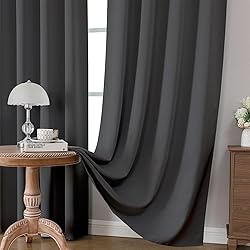 CUCRAF Dark Grey Blackout Curtains 45 inch Length 2
