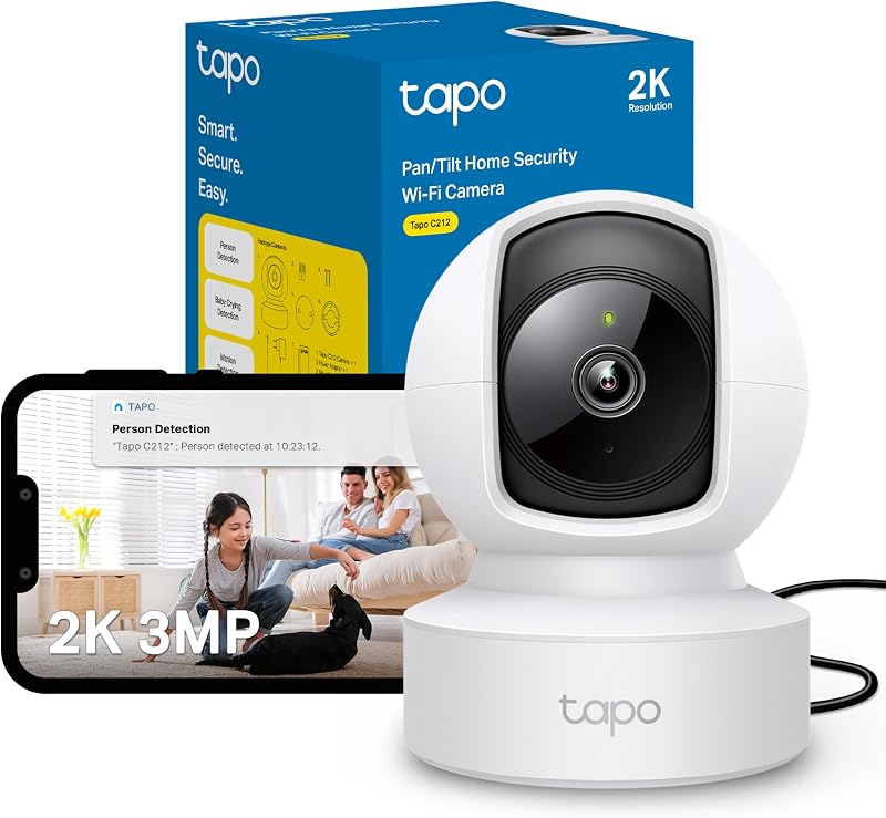 Tapo C212 Pan Tilt Indoor Camera 2K 3MP Night Vision AI Detection Ethernet WiFi