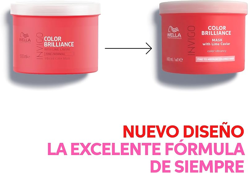 Professionals Invigo Color Brilliance -Mascarilla Intensificadora del Color -Brillo y suavidad - Devuelve el color -Cabello fino y normal 500ml