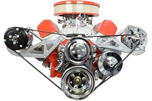 ICT Billet SBC Alternator Power Steering A/C Compressor Bracket Kit for Long Water Pump 305 327 350 383 5.0L 5.7L V8 Eight Cylinder Carburetor V Belt Compatible With Chevrolet 551745