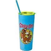 Silver Buffalo Scooby Doo Scared Shaggy Scooby Double Walled Stainless Steel Tumbler w Straw, 20 Ounces