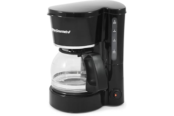 Elite Gourmet EHC-5055 Automatic 5-Cup Brew & Drip Coffee Maker with Pause N Serve Reusable Filter, On/Off Switch, Water Leve