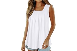 Womens Tank Tops Casual Square Neck Sleeveless T Shirts Loose Camisole Summer Blouses