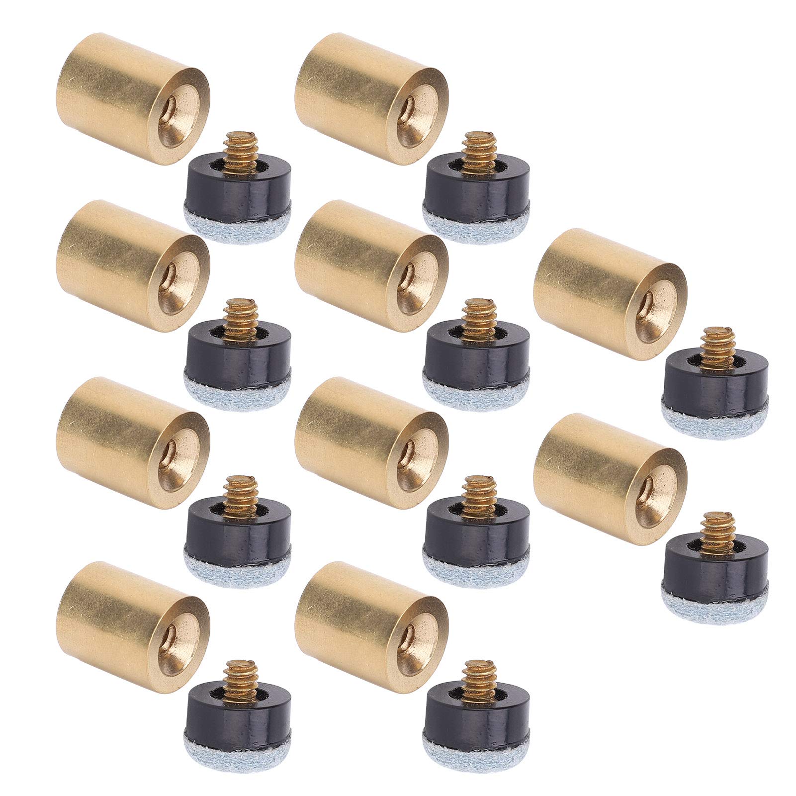 Snooker Pool Cue Tips, 10pc PU Leather and Copper Screw-on Tips 11mm Replacement for Billiards Cues Professional Quality Easy Install