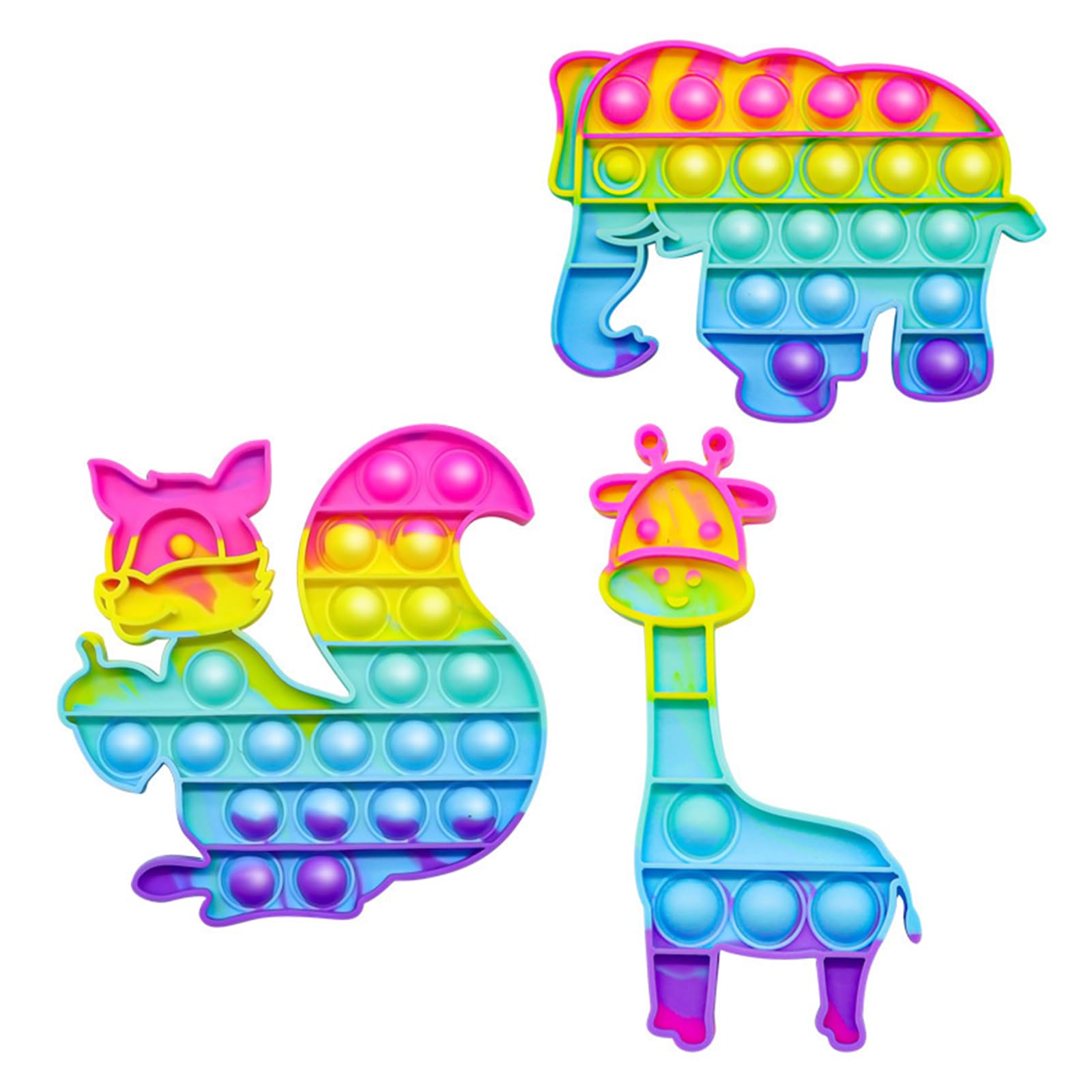 3PCS Pop It Fidget Toys Poppet Fidget Toy Animal Sensory Push Bubble Popper Pack for Kids & Adults Stress Relief Silicone Fidget Toy for Anxiety Travel Classroom Christmas Birthday Present