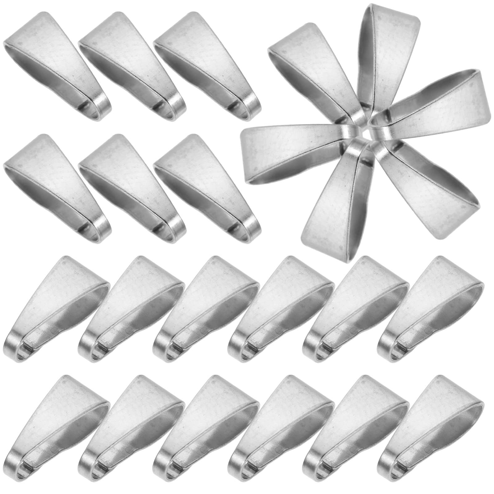 Sewroro 100Pcs Necklace Pendant Links Buckles DIY Hanging Ring Buckles Snap Bail Pinch Bails Necklace Clasps Connectors Charm Buckles Accessories for DIY Jewelry Craft Silver