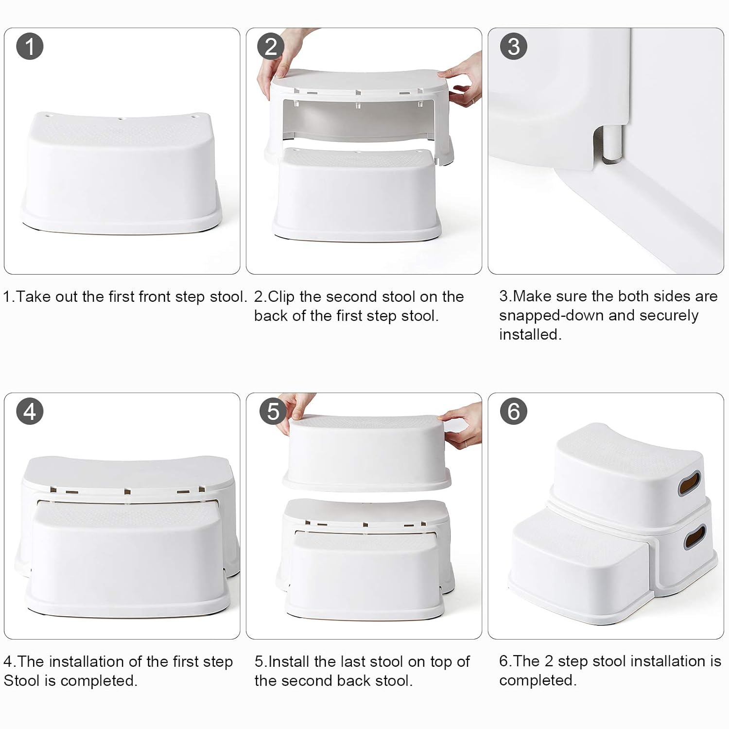 Glamore 2 Step Stool for Kids, Toddler Step Stool, Kids Step Stool for Potty Training, Bathroom Toilet Stool, Slip Resistant, Dual Height 4.5"- 9.4", Dual Width 5"- 6", White 1 Pack : Baby