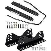 Racewill Universal Racing Seat Bracket with Seat Slider | Alloy Steel Side Mount Bracket And Track Assembly Compatible With Nrg, Sparco And More Aftermarket Seats