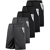 AKAWOOKO 5 Pack Men's Athletic Gym Shorts with Pockets Quick Dry Activewear Workout Running Shorts for Men
