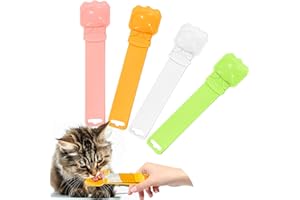 BAEJMJK 4pcs Cat Strip Feeder Sliding Pet Cat Treat Spoon Squeeze Lickable Treat Feeding Dispenser for Cats Liquid Snack and Wet Food
