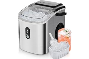 Countertop Ice Maker 22 lbs/Day Portable Self-Cleaning, 9 Bullet Ice in 6 Min, with Handle and Ice Scoop