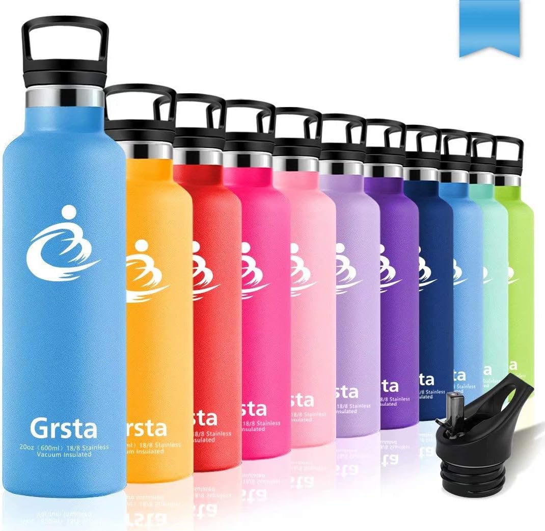 Metal Stainless Steel Water Bottle Thermoflask With Straw&Filte, Reusable Bpa Free Vacuum Insulated Leak Proof Sport Bottles Flask for Hot/Cold Water,12oz/500ml/Flask for Kids,School,Outdoor,Yoga,Gym