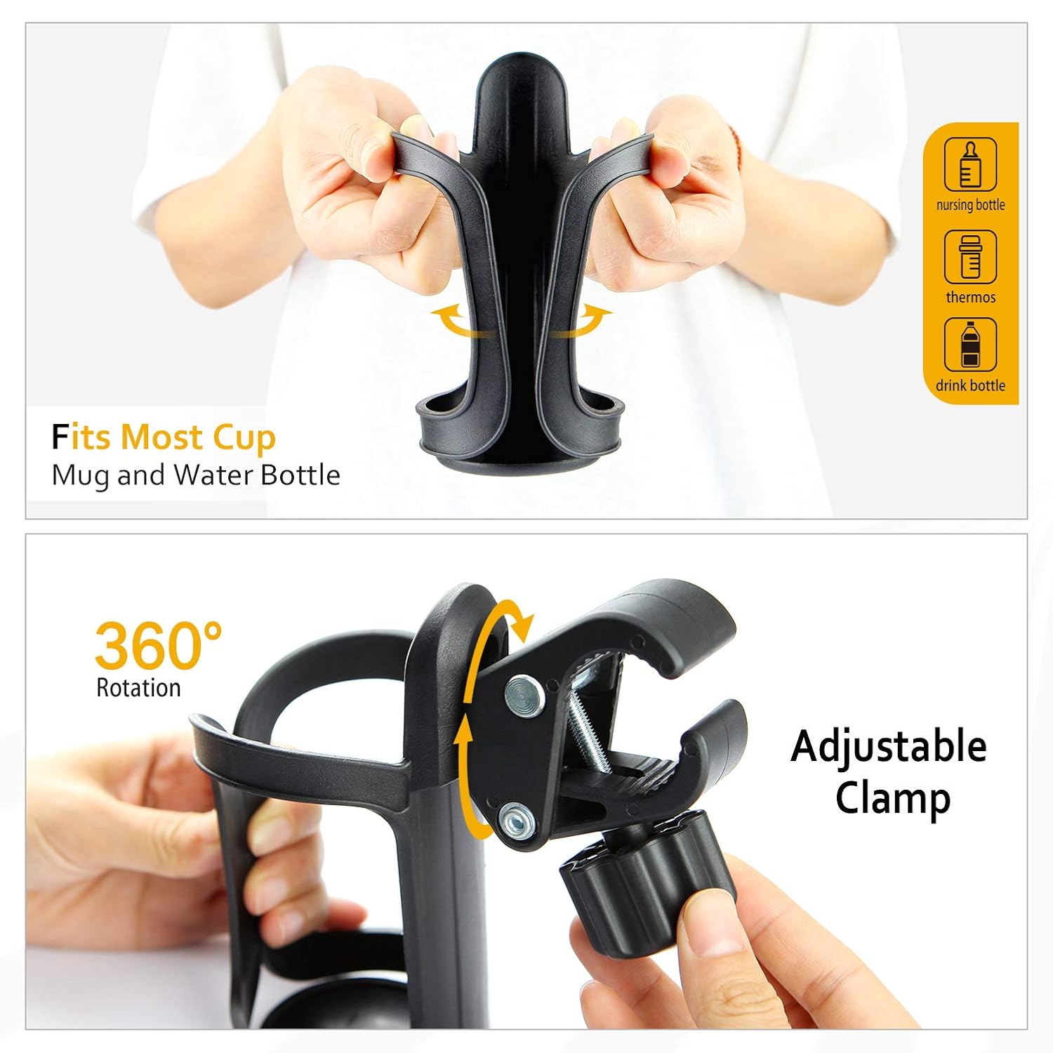 Pack of 2 Stroller Cup Holders, Universal Drinks Holder for Bikes, Trolleys or Walkers (2 Pack): Baby
