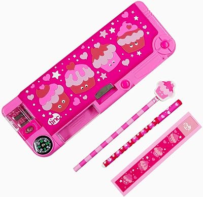Tinc Mallo Character Pop Out Pencil Case Pink with Pencil, Pen & Ruler