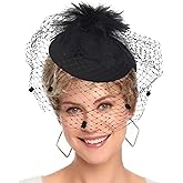 HIWIND Fascinators Hat Women Tea Party Pillbox Veil Cocktail Mesh Hat