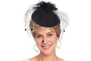 HIWIND Fascinators Hat Women Tea Party Pillbox Veil Cocktail Mesh Hat