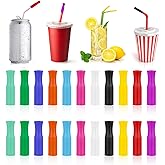 22 Pcs Reusable Silicone Straw Tips, Food-Grade Multi-Color Straw, Replacement Tips Covers for 6mm (1/4 inch) Stainless Steel and Glass Straws (Straws Not Included)