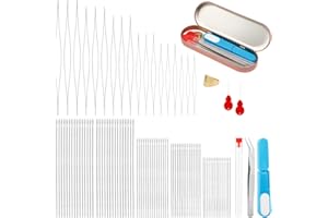 KDAFIO 100 Pcs Beading Needles Set,75 Pcs Long Straight Beading Thread Needles 18 Pcs Big Eye Beading Needles with Threader, Needle Bottle, Yarn Scissors,Tweezers for Bracelets and Jewelry Making