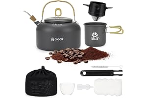Alocs 2.3L Camping Coffee Pot Set, Portable Kettle with Pour Over Kit & Mug | Hard Anodized Aluminum Camping Kettle with Precision spout, Portable Backpacking Gear for Campfire & Gas Stove