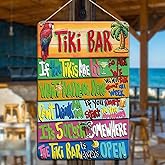 YOYI ART Tiki Bar Decor Beach Signs Tiki Bar Signs, Patio Signs Tiki Bar Accessories, Vintage Metal Welcome Tin Signs for Home, Patio, Outdoor, Pool and Backyard Wall Decor Art, 8 x 12 inch