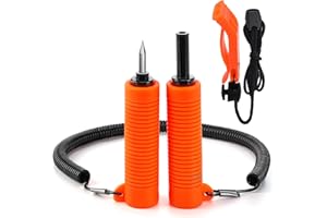MADHOLLY Ice Safety Picks with Retractable Hidden Spikes - Bright Orange Survival Ice Fishing Rescue Tool with Elastic Lanyard, Emergency Whistle, Safety Gear Gifts for Men