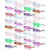Yunsailing 30 Pcs Heart Glasses Bulk Heart Shape Sunglasses Rimless Color Sunglasses for Bachelorette Women Men Party Favors