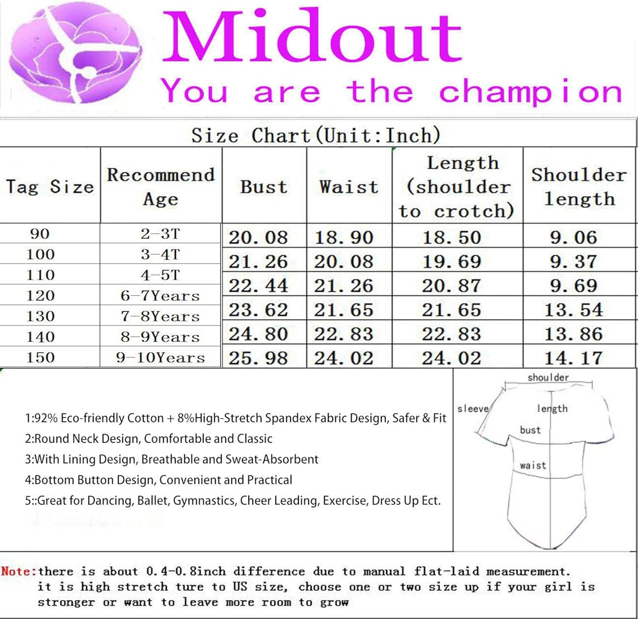 Midout Tollder Girls Fancy Cute Gymnastics Leotards One-Piece Sparkly Biketard for Kids 2-9T: Clothing