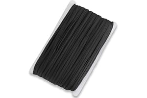 Hollosport Black Elastic Cord for Masks 1/4 Inch, 50M Oblate Soft Elastic String Rope Band for Craft Sewing