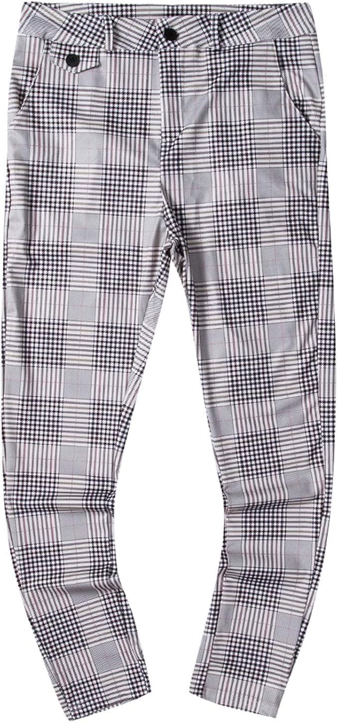 mens skinny fit checked trousers