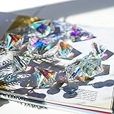 50mm Sun Catchers with Crystals, 10 Pcs Hanging Crystals Suncatchers for Windows, Colored Horns Crystal Prisms,Glass Pendant Suncatchers for Chandeliers, Garden, Christmas Tree Decor
