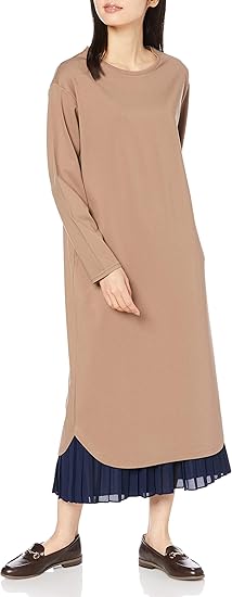 Amazon Co Jp エーシーバイアルファキュービック ラウンドヘムワンピース レディス レディース モカ L 服 ファッション小物