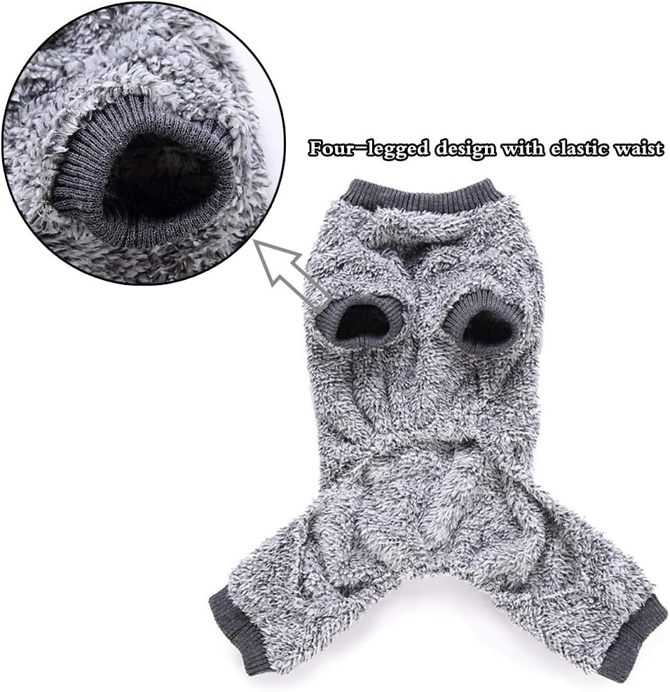 Oncpcare Fuzzy Fleece Dog Pajamas, Soft Warm Dog Coat, Grey, M, Cotton/Fleece, Small Dogs & Cats - Image 4