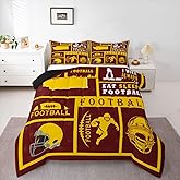 Erosebridal Football Queen Comforter Set for Kids Boys Girls,Rugby Bedding Set for Football Fan,Football City Down Comforter,Sports Reversible Bed Set with 2 Pillowcases Warm(Washington)