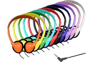 Ladont 10 Pack Kids Headphones Bulk for School Classroom, Multi Color Wired Headphones for Kids Students Child, 3.5mm Jack (10 Pack)