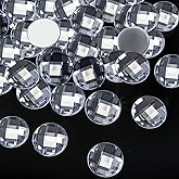 72 Pieces 25mm (0.98inch) Flat Back Round Acrylic Rhinestone Large Rhinestone Plastic Circle Gems Ornamental Craft Crystals Bling Sticker for Crafts Costume Making Cosplay Jewels