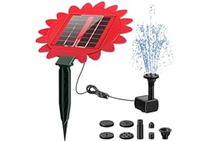 GESAIL Solar Fountain Pump, Unique Design Easy Installation Strong Pump Power 6 Spray Modes Solar Powered Fountain for Garden Decoration, Small Ponds, Pool, Fish Tank, Outdoor, Bird Bath Red