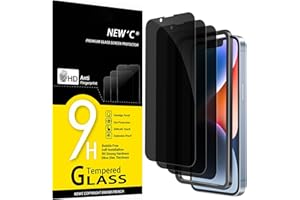 NEW'C 3 Pack Privacy for iPhone 14, 13, 13 Pro Screen Protector (6.1 inches), Anti-Spy Tempered Glass Film, Balanced 28-Degre