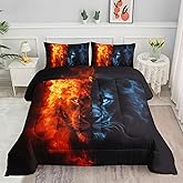 Smell Sunshine Lion Comforter Set Wild Animals Printed Bedding Set with 1 Comforter and 2 Pillowcases for Boys and Girls Bedroom All Season(Lion Twin)