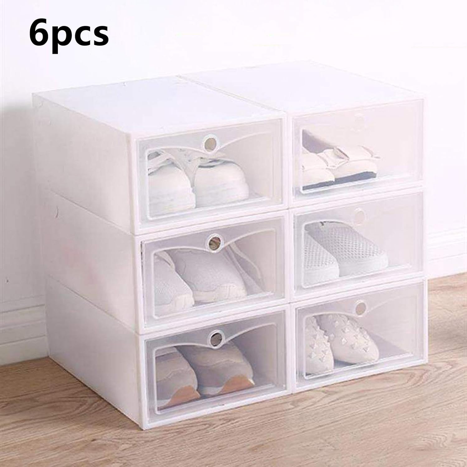 MorNon Shoe Box Stackable 6pcs, Shoe Box Clear Shoe Storage Box