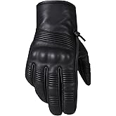 Jackets 4 Bikes Men's Motorcycle Leather Gloves - Cruiser Protective Premium Gloves with Gel Padding, Knuckle & Palm Protection for Street Riding Black L