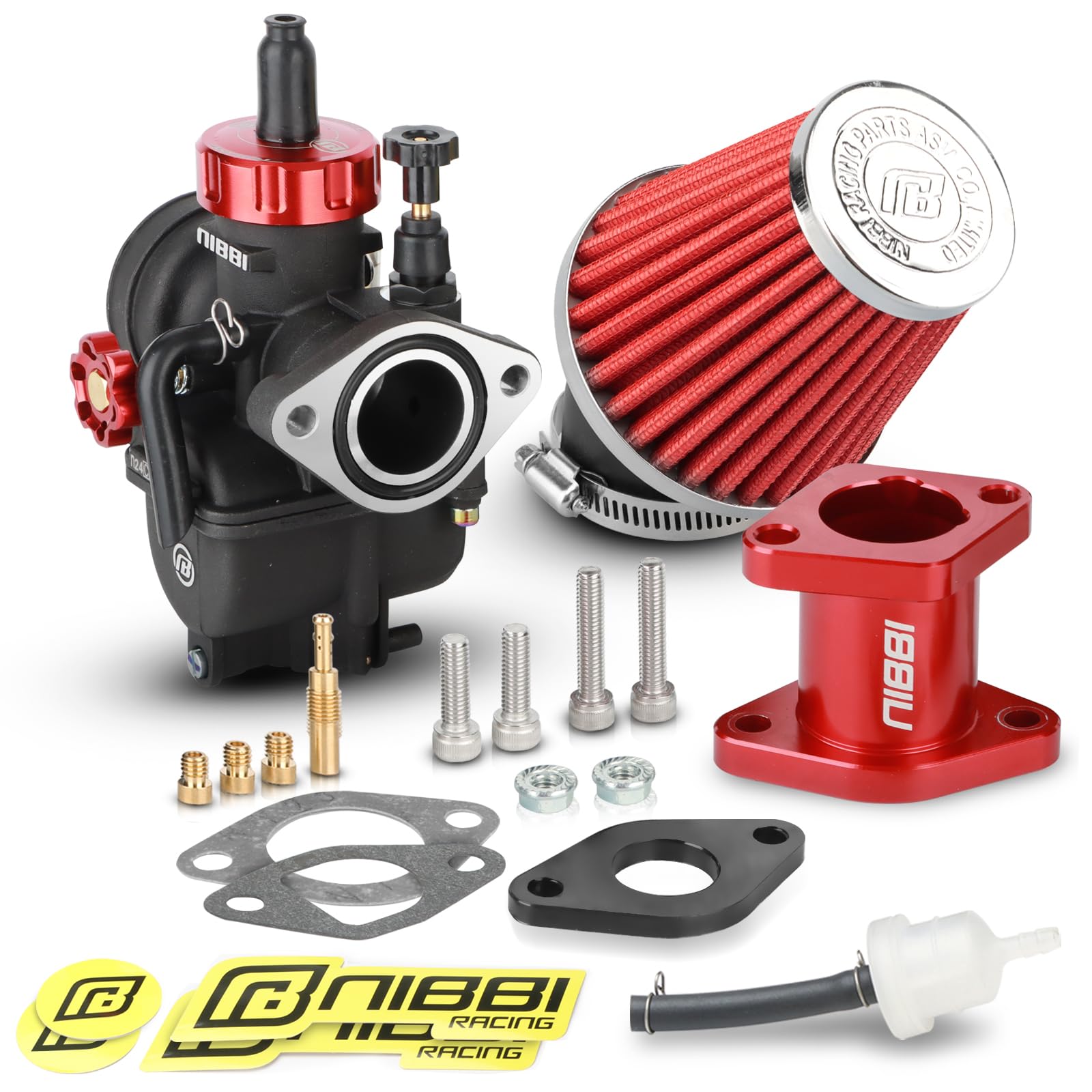 Photo 1 of NIBBI Carburetor Perfect for Predator 212,with Intake Manifold 48mm Air Filters,for Coleman,Predator 196cc 212cc 224cc Engine Performance Parts(Red)